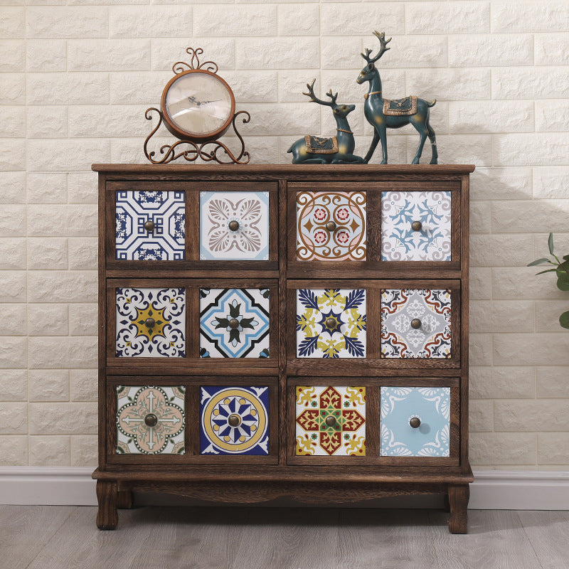 Nautical Bedroom Storage Chest Solid Wood Chest in Brown with Drawers