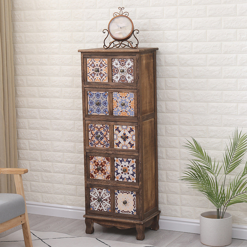 Nautical Bedroom Storage Chest Solid Wood Chest in Brown with Drawers