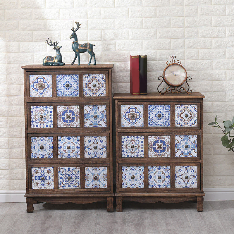 Nautical Bedroom Storage Chest Solid Wood Chest in Brown with Drawers