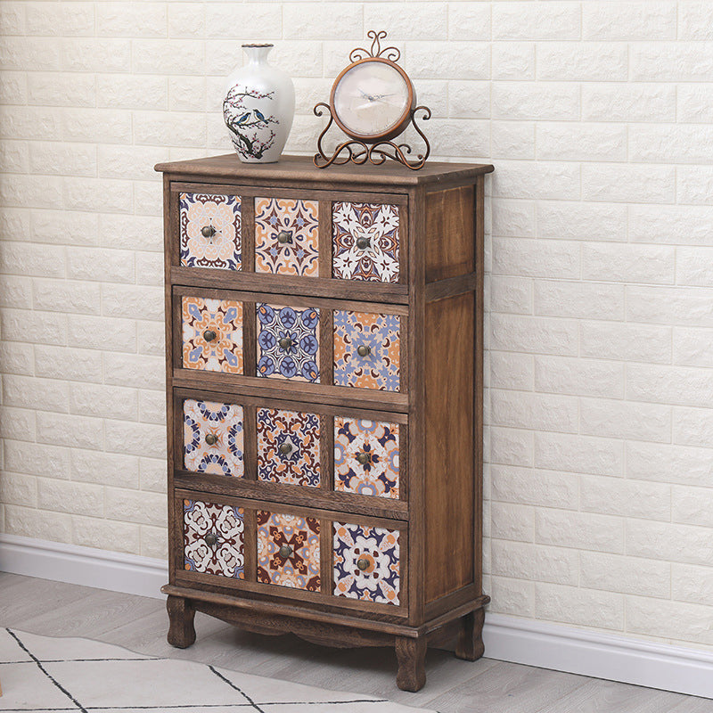 Nautical Bedroom Storage Chest Solid Wood Chest in Brown with Drawers
