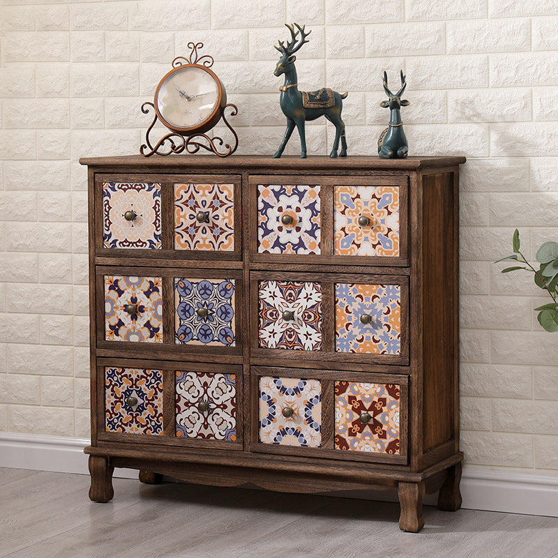 Nautical Bedroom Storage Chest Solid Wood Chest in Brown with Drawers