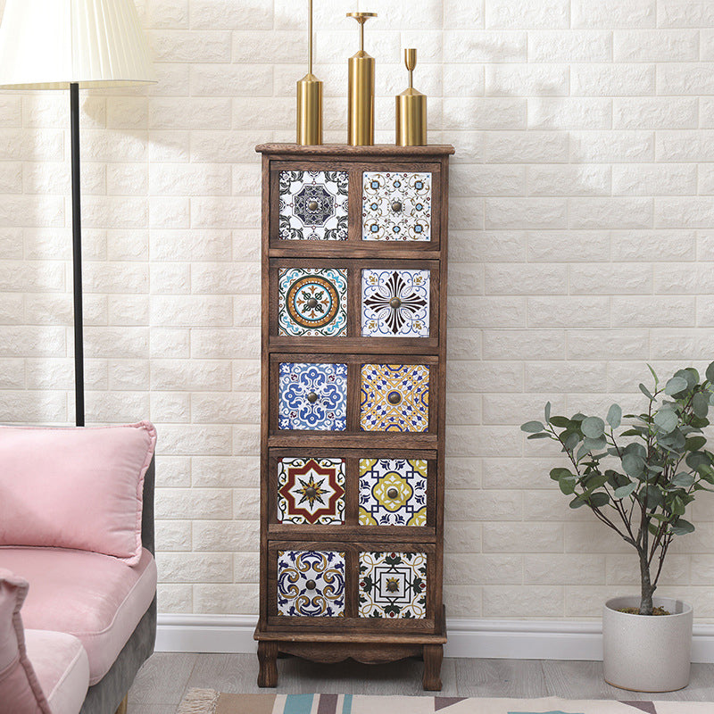 Nautical Bedroom Storage Chest Solid Wood Chest in Brown with Drawers