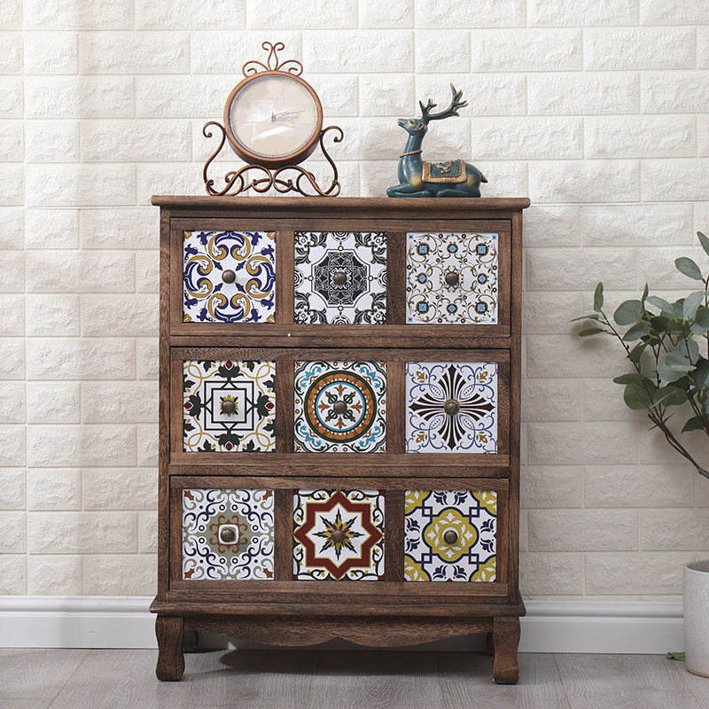 Nautical Bedroom Storage Chest Solid Wood Chest in Brown with Drawers
