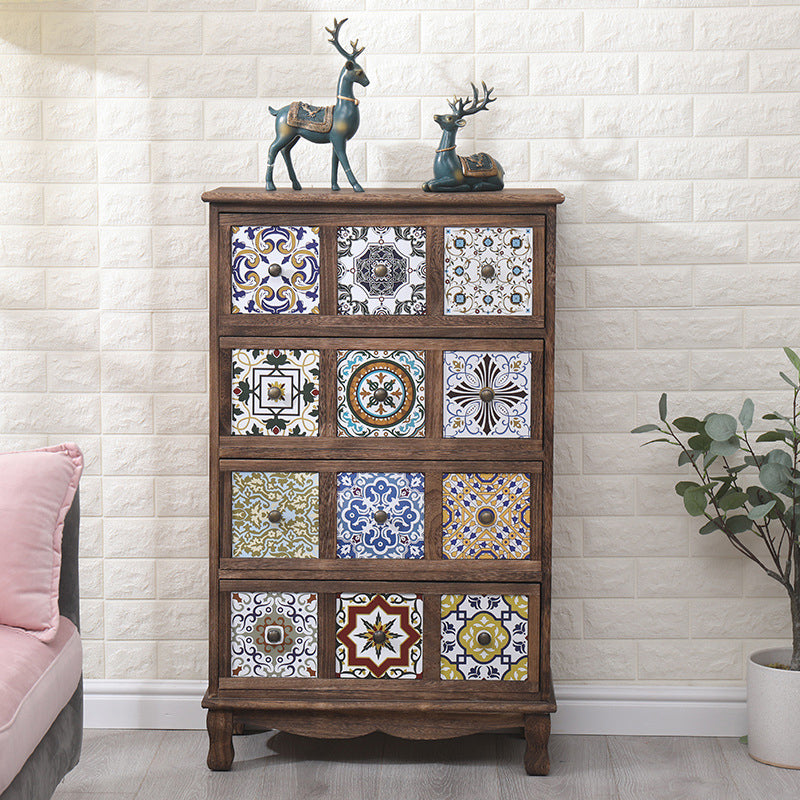 Nautical Bedroom Storage Chest Solid Wood Chest in Brown with Drawers