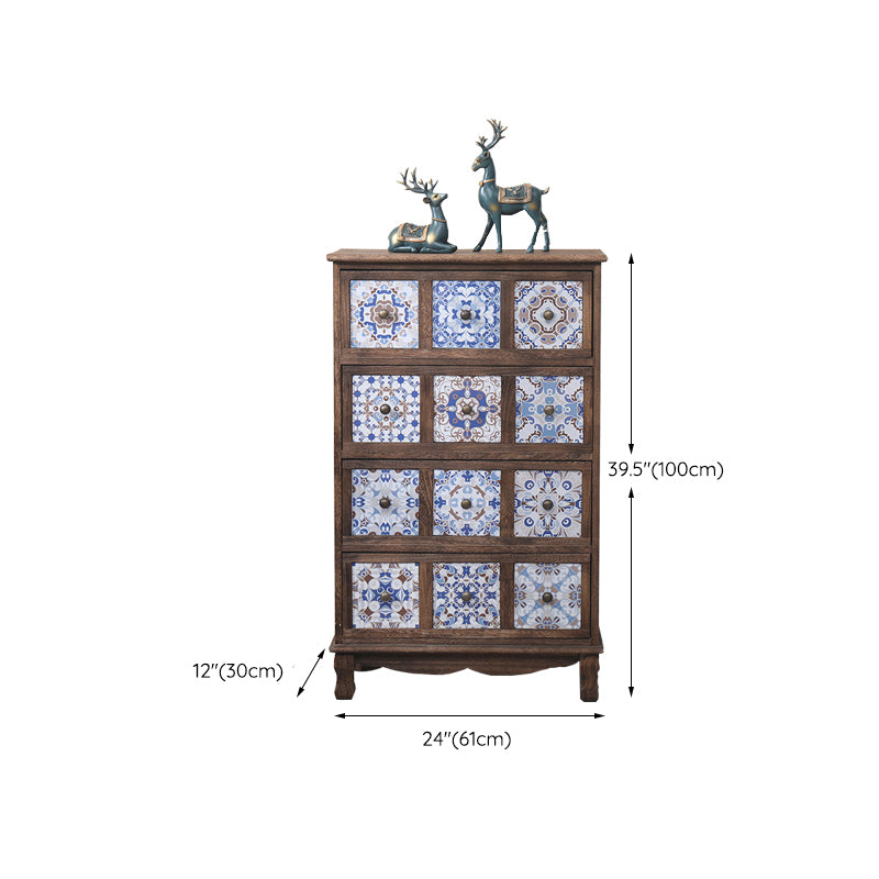 Nautical Bedroom Storage Chest Solid Wood Chest in Brown with Drawers