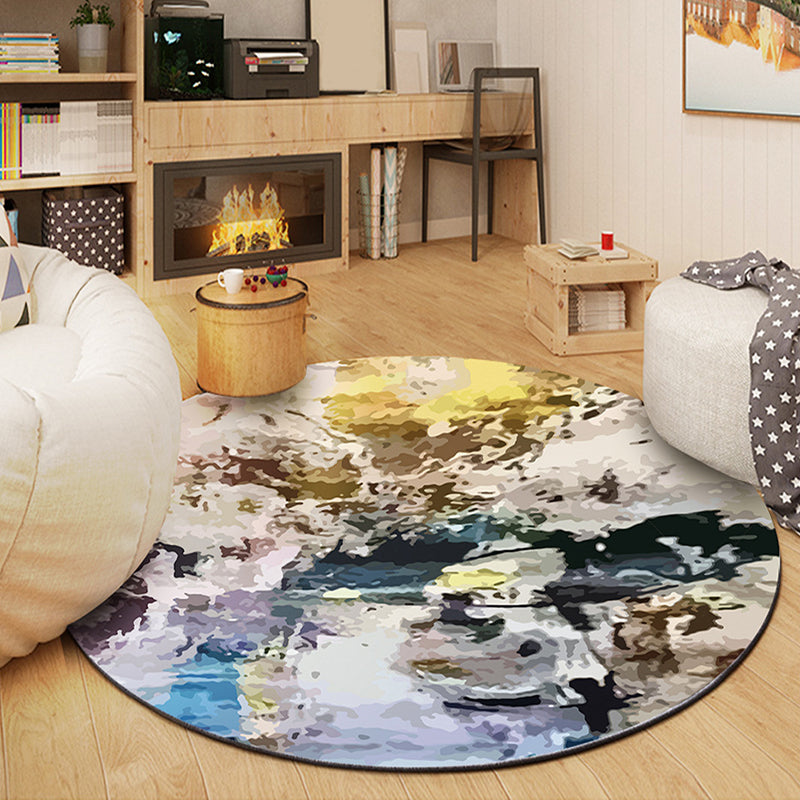 Wine Red Graphic Rug Polyester Modern Rug Washable Rug for Drawing Room