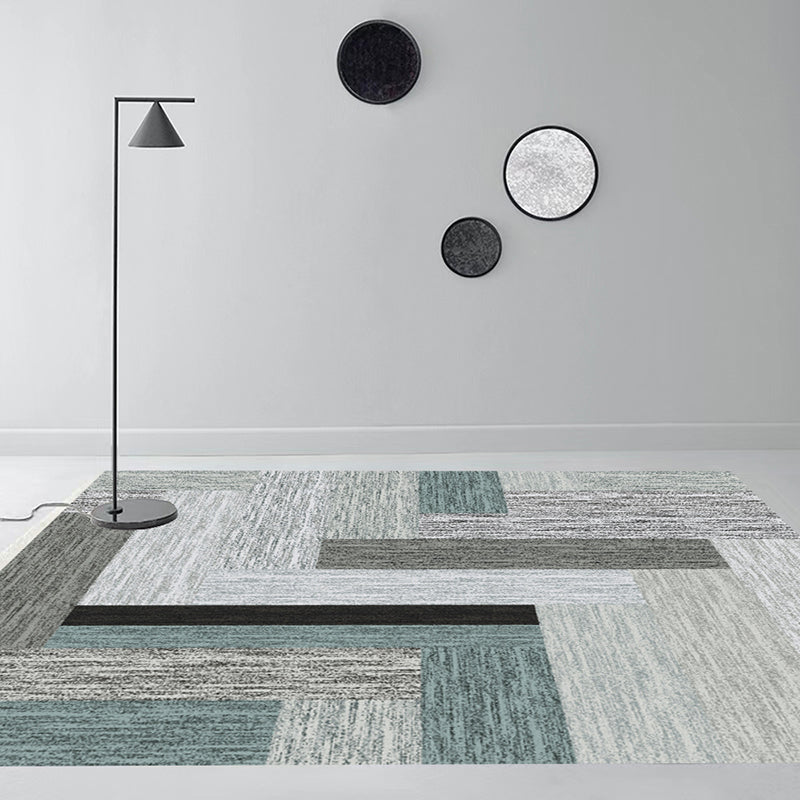 Modern Grey Rug Polyester Geometric Area Rug Washable Rug for Home Decor