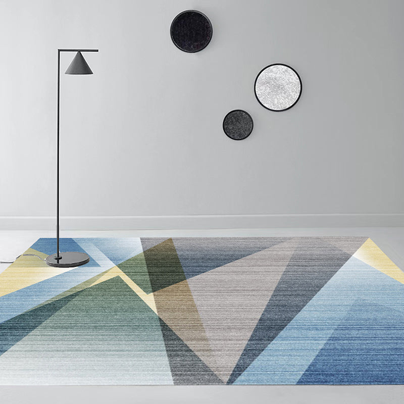 Modern Grey Rug Polyester Geometric Area Rug Washable Rug for Home Decor