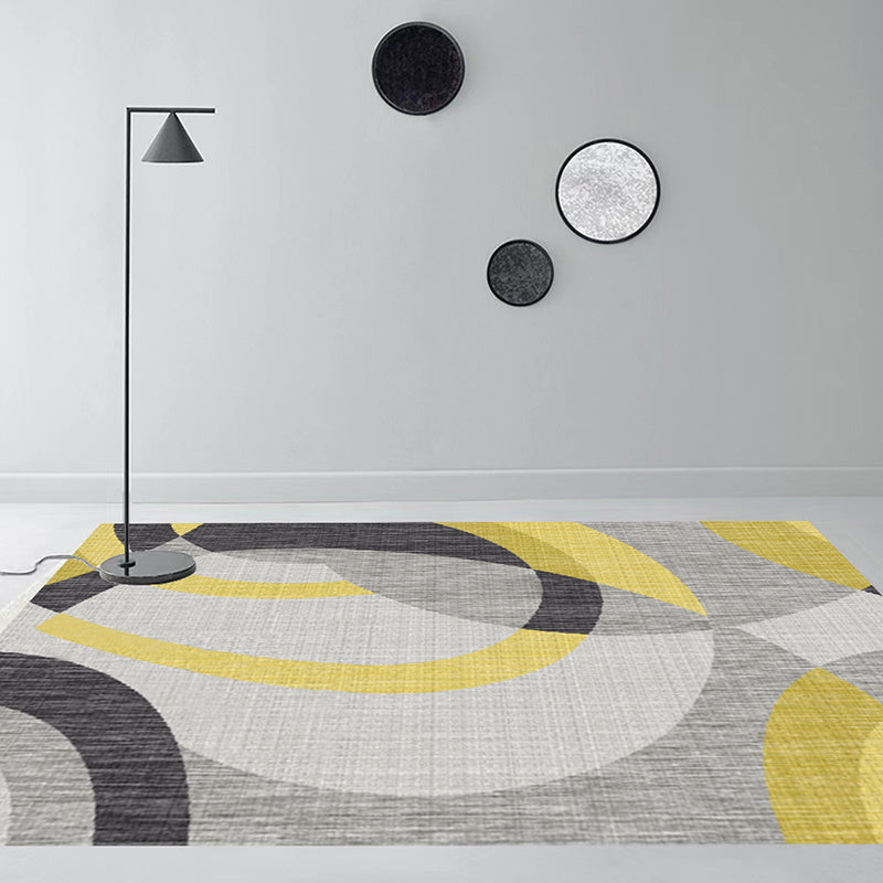 Modern Grey Rug Polyester Geometric Area Rug Washable Rug for Home Decor