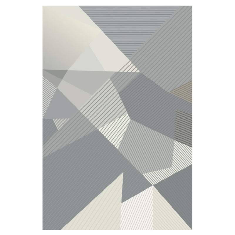 Modern Grey Rug Polyester Geometric Area Rug Washable Rug for Home Decor