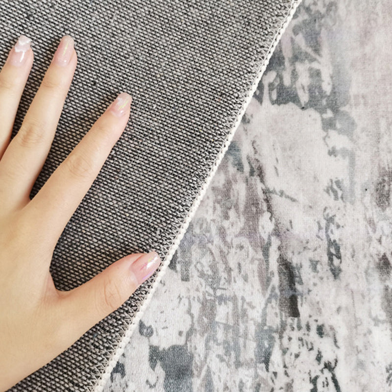 Modern Grey Rug Polyester Geometric Area Rug Washable Rug for Home Decor
