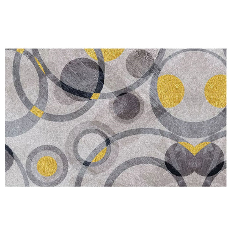Modern Grey Rug Polyester Geometric Area Rug Washable Rug for Home Decor