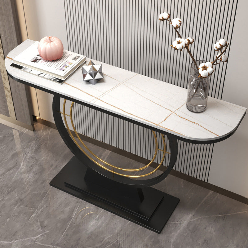 31.5-inch Tall Glam Console Table 1-shelf Stone Accent Table