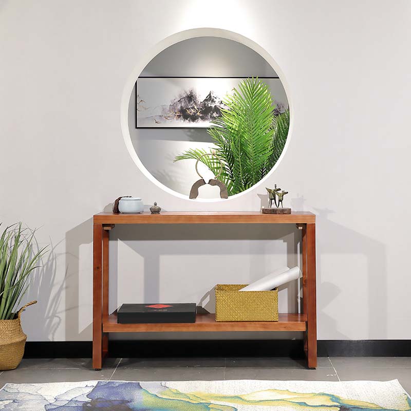 Mid-Century Modern Pine Console Sofa Table Rectangle End Table for Hall