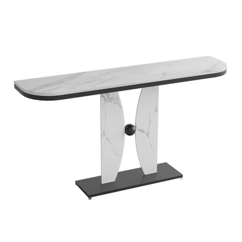 31.5-inch Tall Console Table Stone Half Moon Accent Table for Hall