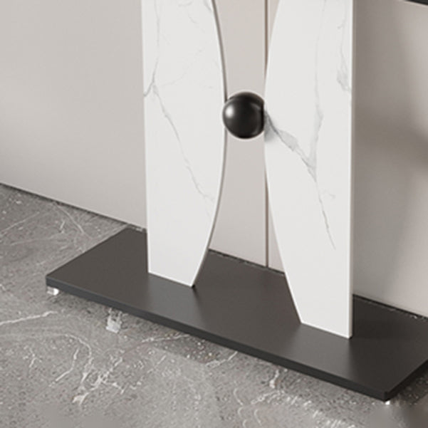 31.5-inch Tall Console Table Stone Half Moon Accent Table for Hall