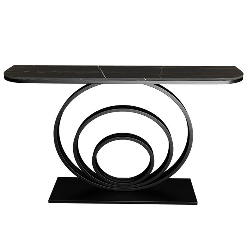 Stone Half Moon Console Table 31.5-inch Tall Accent Table with Shelf