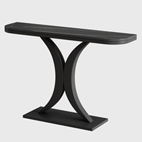 31.5" Tall Glam Accent Table 1-shelf Stone Console Table for Hall