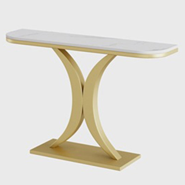 31.5" Tall Glam Accent Table 1-shelf Stone Console Table for Hall