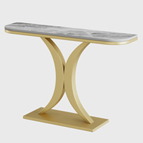 31.5" Tall Glam Accent Table 1-shelf Stone Console Table for Hall