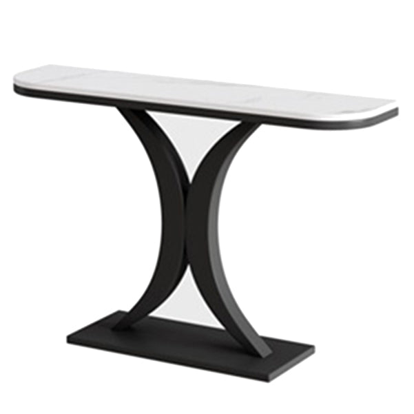 31.5" Tall Glam Accent Table 1-shelf Stone Console Table for Hall