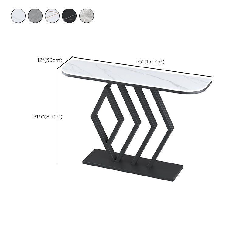 11" Wide Stone Contemporary Console Table Half Moon Console Sofa Table