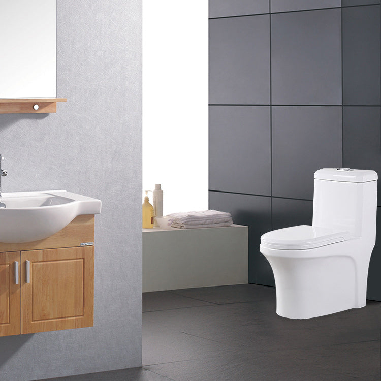 Modern Elongated Toilet Bowl White Flush Toilet with Seat for Bathroom