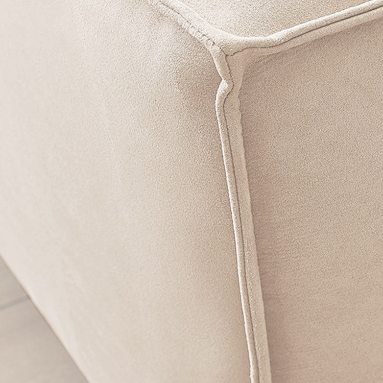 Beige Recessed Arm Sofa Tight Back Standard Sofa for Living Room