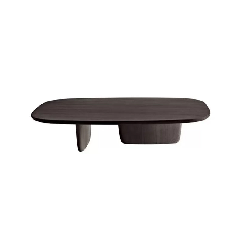 Scandinavian Solid Wood Coffee Table 12.4" H Rectangular Cocktail Table with 2 Legs