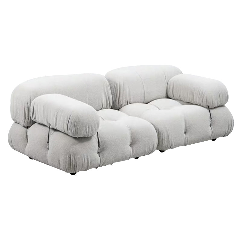 Tufted Sofa Contemporary Pillow Top Arm Tight Back Sofa in Cream