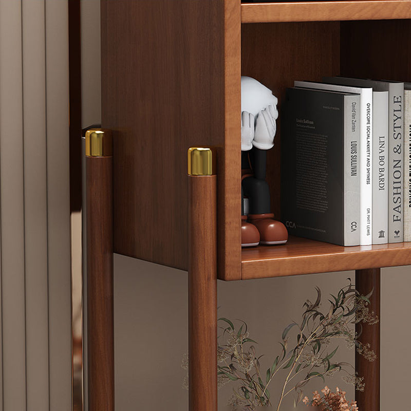Urban Rubberwood Shelf Bookcase Closed Back Vertical Shelf for Living Room