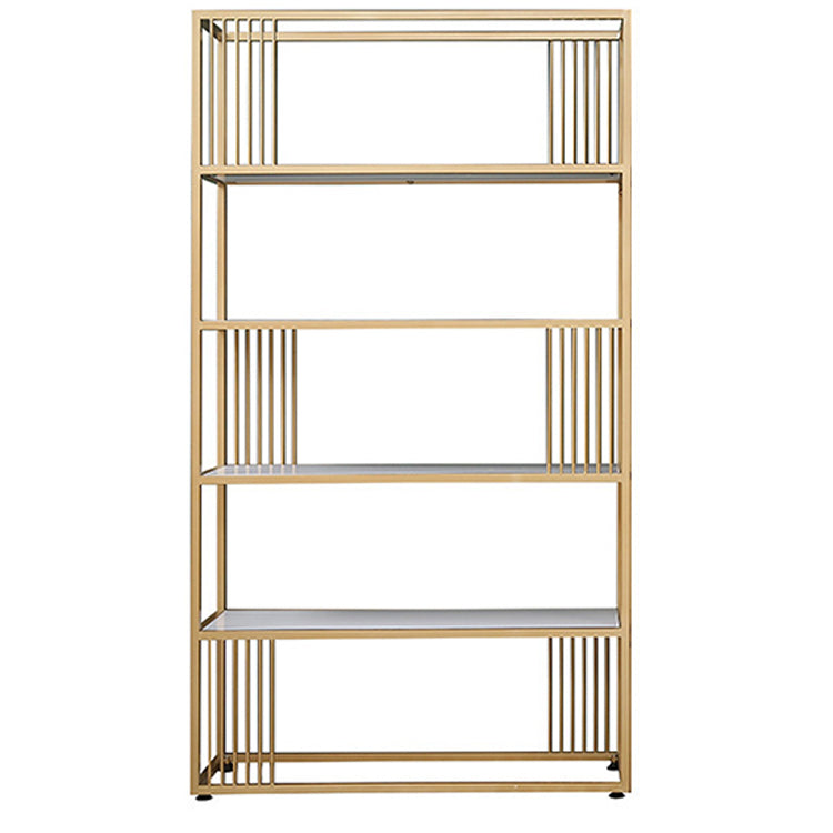 Glam Metal Open Shelf Bookcase Vertical Etagere Shelves Included Bookshelf for Bedroom