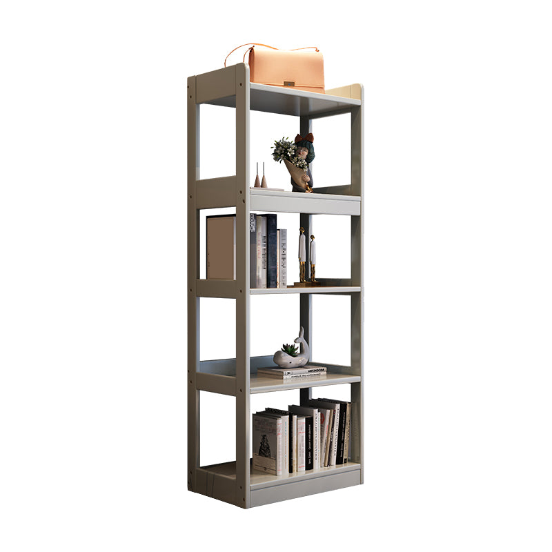 Modern Wooden Bookcase Etagere Open Back Bookshelf with Rectangular Shelves