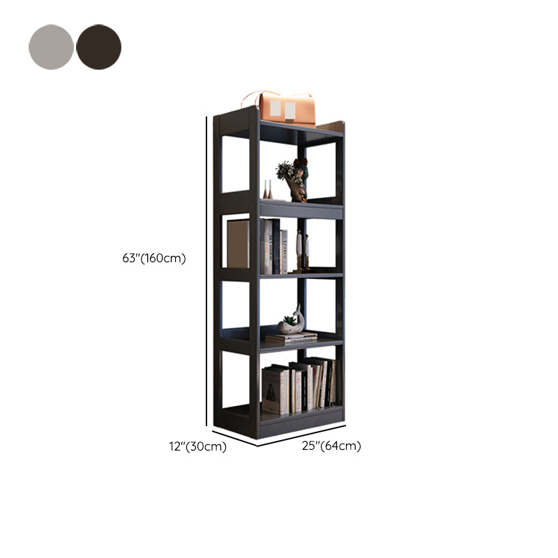 Modern Wooden Bookcase Etagere Open Back Bookshelf with Rectangular Shelves