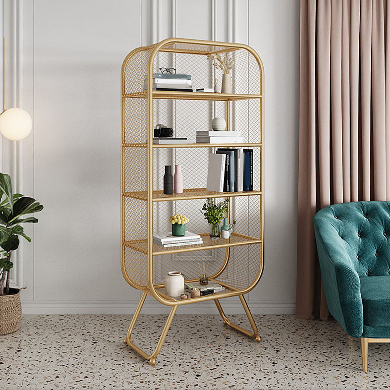Contemporary Bookshelf Closed Back Metal Shelves Included Bookcase