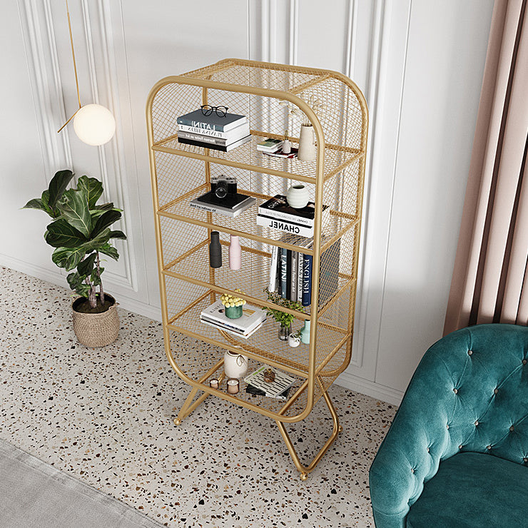 Contemporary Bookshelf Closed Back Metal Shelves Included Bookcase
