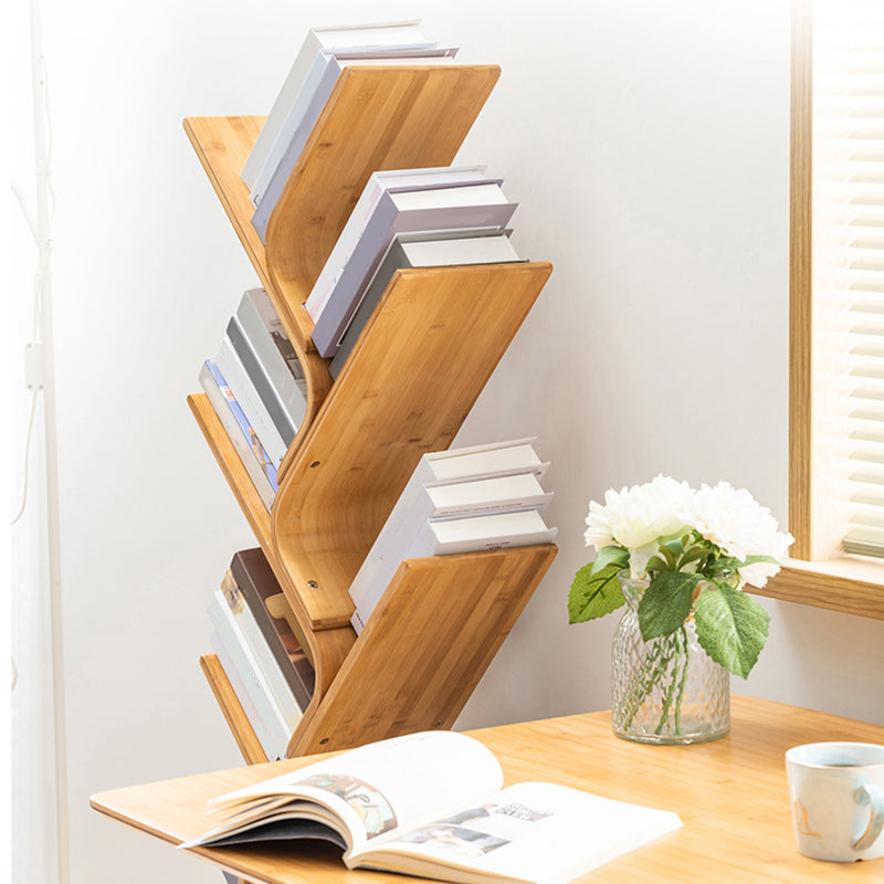 Urban Bamboo Shelf Bookcase Open Storage Vertical Bookshelf for Living Room
