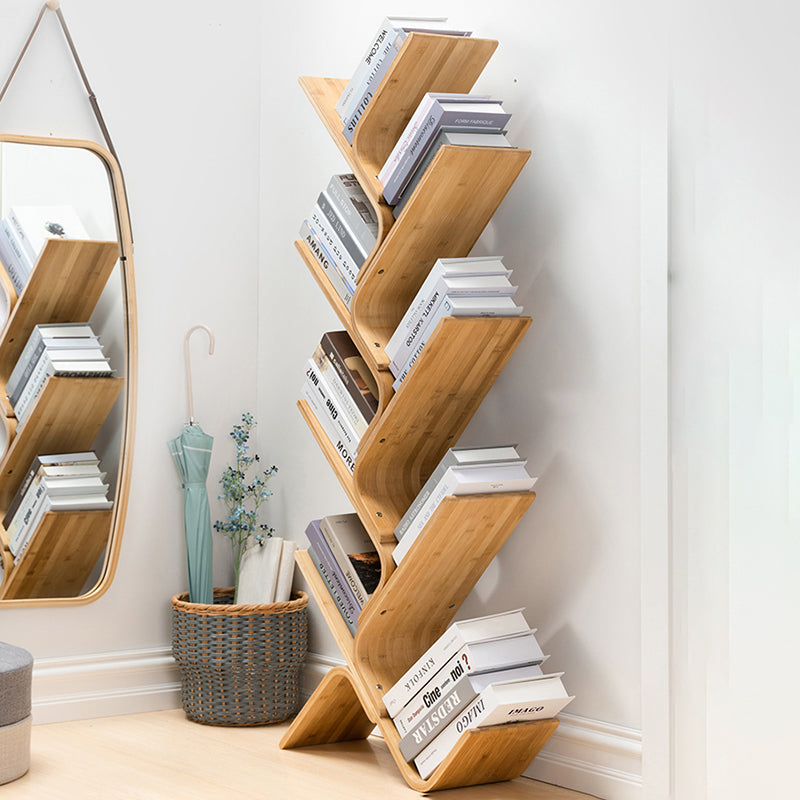 Urban Bamboo Shelf Bookcase Open Storage Vertical Bookshelf for Living Room