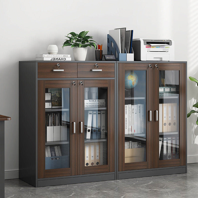 Contemporary Bookcase Closed Back Engineered Wood Book Shelf with Drawer Storage