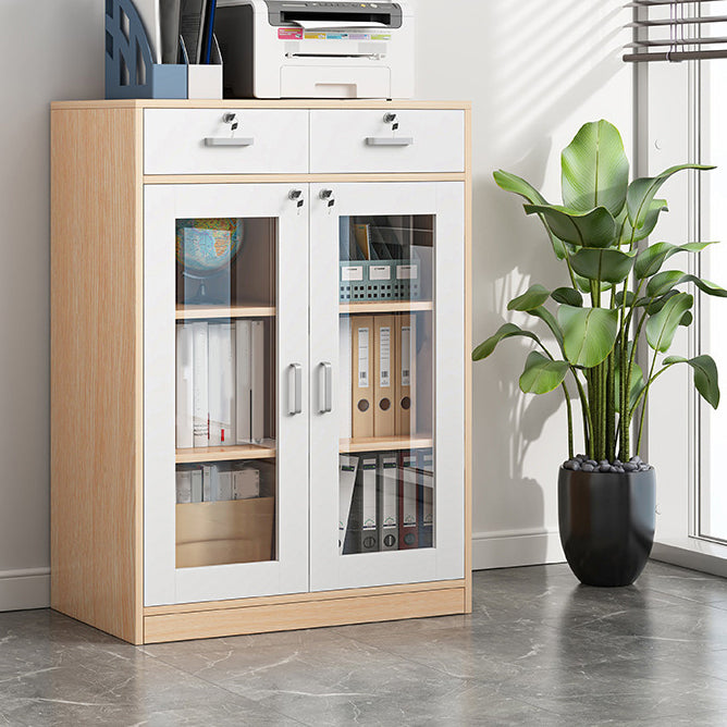 Contemporary Bookcase Closed Back Engineered Wood Book Shelf with Drawer Storage
