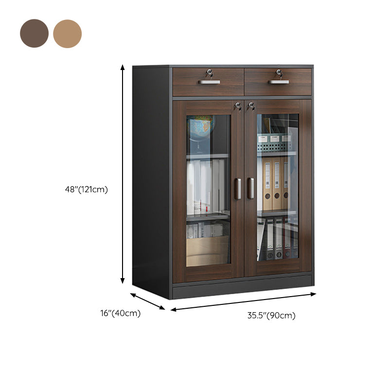 Contemporary Bookcase Closed Back Engineered Wood Book Shelf with Drawer Storage