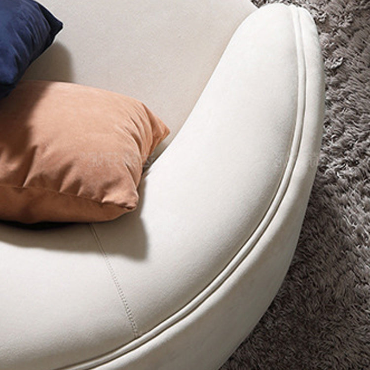 Modern 30.70" H White Wool Tuxedo Arm Curved Sofa for Living Room