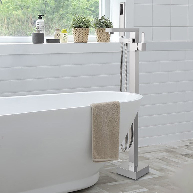 Modern Freestanding Tub Filler Trim Copper Floor Mounted Freestanding Bathtub Faucet