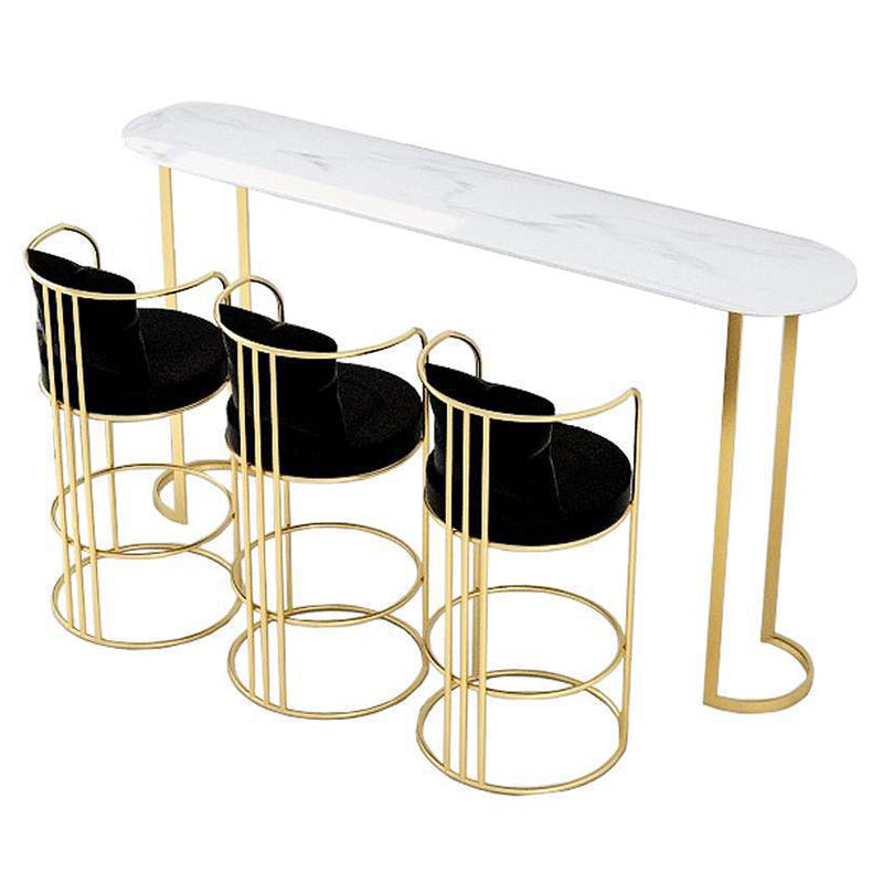 Glam Pub Table Oval Bar Height Double Pedestal Bar Table for Indoor