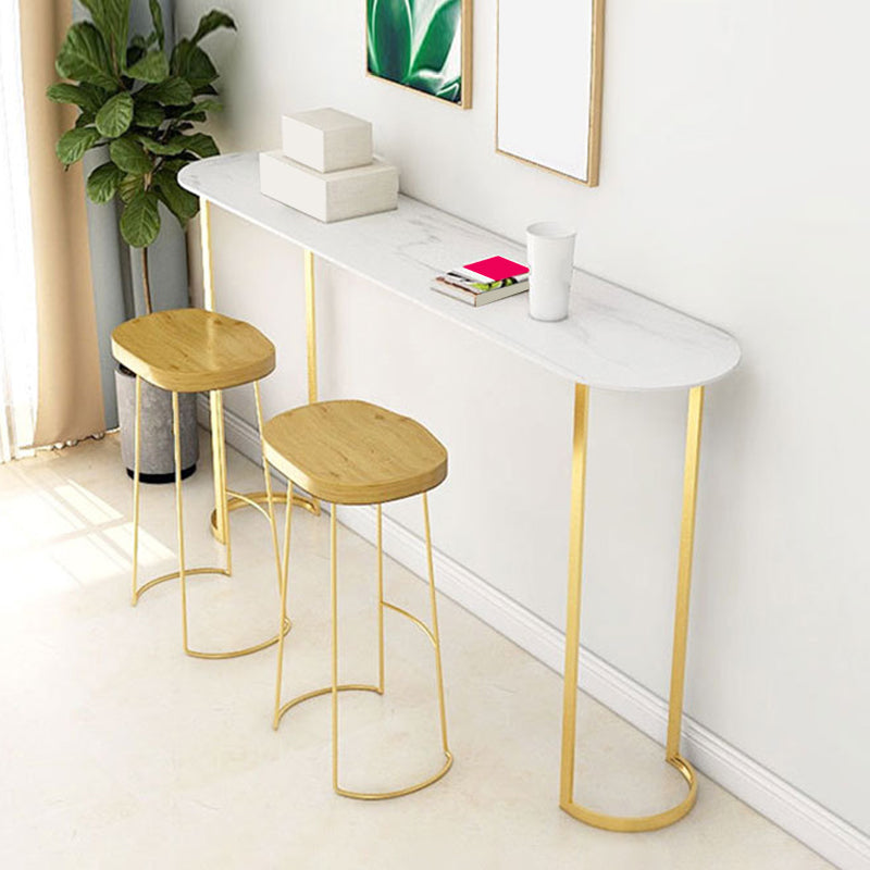 Glam Pub Table Oval Bar Height Double Pedestal Bar Table for Indoor