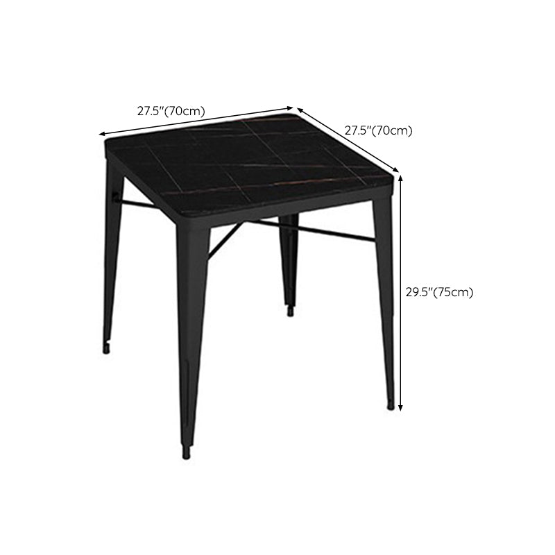 Glam Bar Stool Table Black Stone Bar Table with 4 Metal Legs