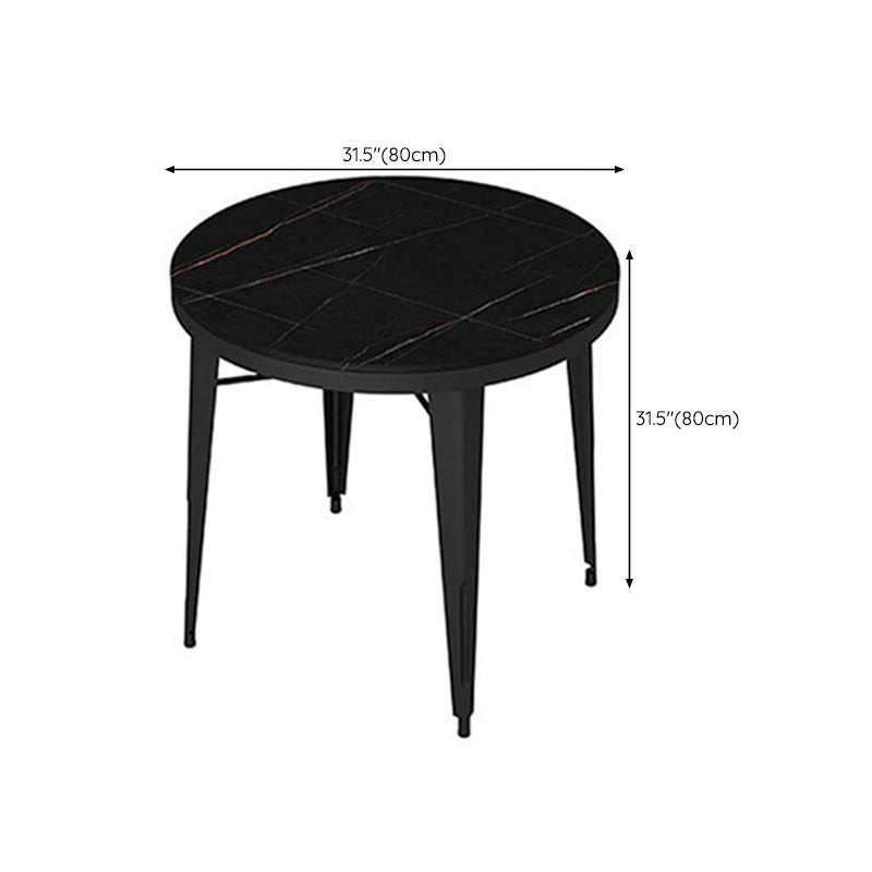 Glam Bar Stool Table Black Stone Bar Table with 4 Metal Legs