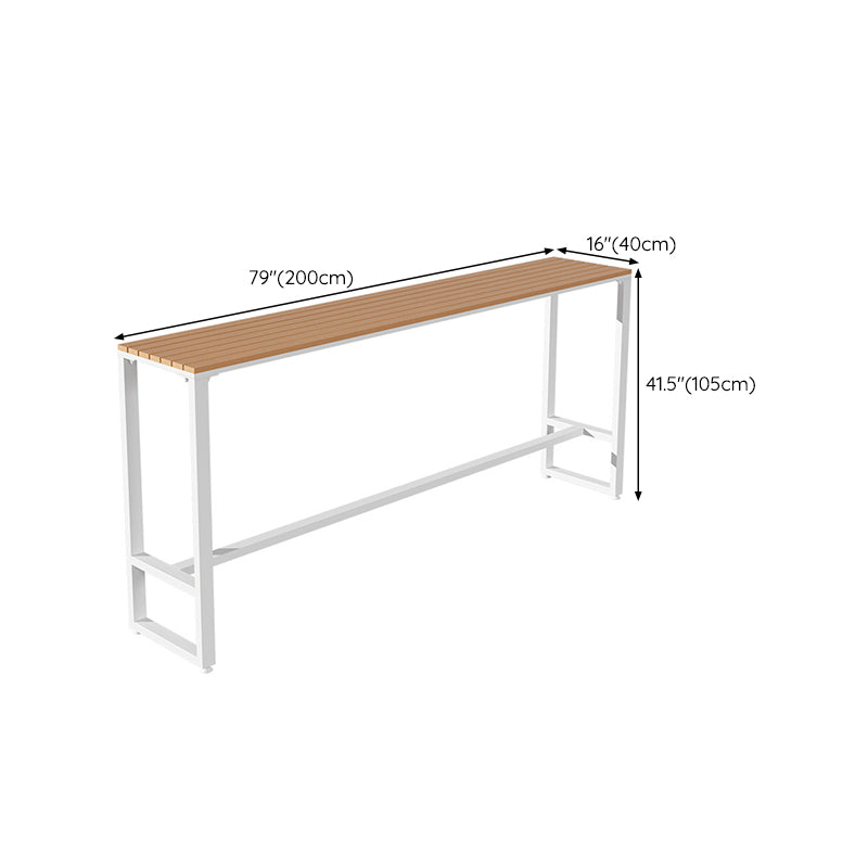 Industrial Bar-height Table with White Base Rectangle Table for Patio