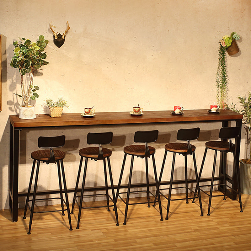 Modern Bar Table Black Iron Solid Wood Pub Table for Outdoor