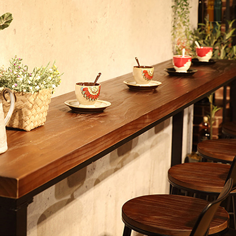 Modern Bar Table Black Iron Solid Wood Pub Table for Outdoor